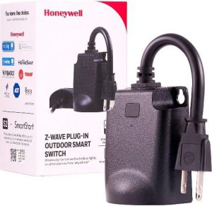 Honeywell 39363-CS2 UltraPro Z-Wave Plus Outdoor Plug-in Switch, Weather-Resistant, 1 Grounded Outlet, 39363, 1 Pack, Black