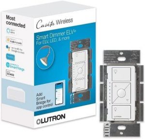 Lutron Caseta Wireless Smart Lighting ELV Dimmer Switch for Electronic Low Voltage Light Bulbs, PD-5NE-WH, White