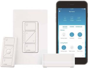 Lutron P-BDG-PKG1W Caseta Wireless Dimmer Kit with Smart Bridge, White